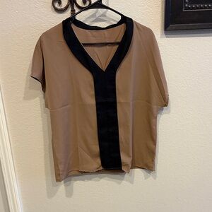 Elegant Tan and Black Women's Top
